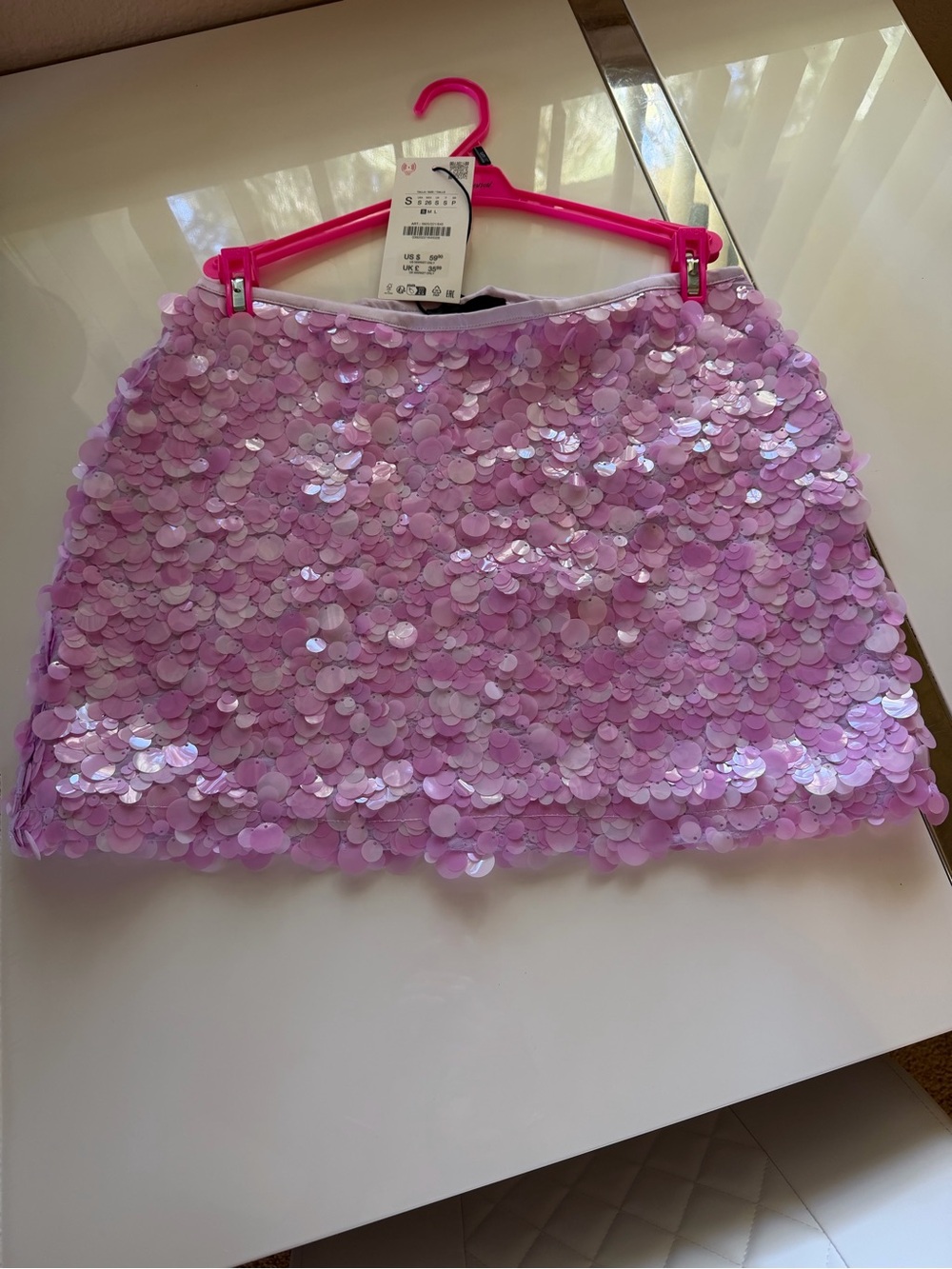 Zara Lilac Sequin Mini Skirt